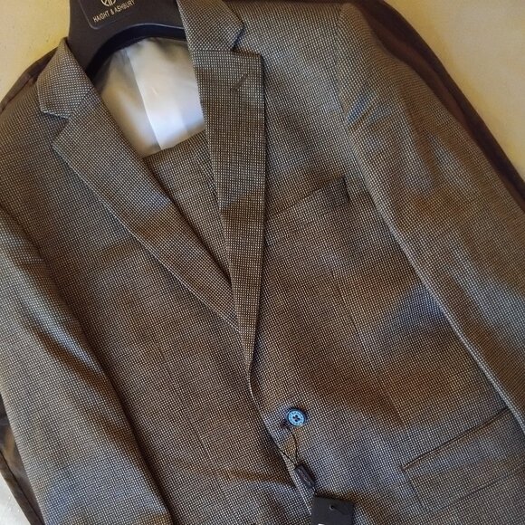 HAIGHT & ASHBURY brown textured suit size 40 and pants waist 30-31 - Picture 1 of 6